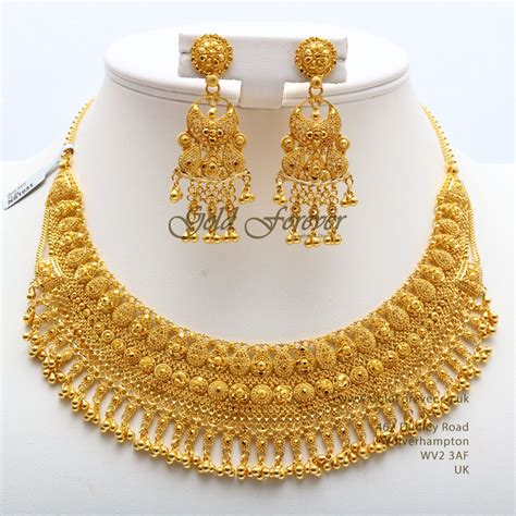 2021 Pakistani Fashion Traditional Gold Necklace Set Women Dubai No