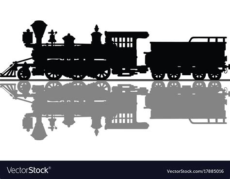 Black Silhouette An Old Steam Locomotive Vector Image