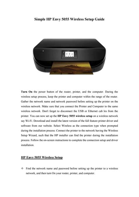 Simple Hp Envy 5055 Wireless Setup Guide By Printer Setup Issuu