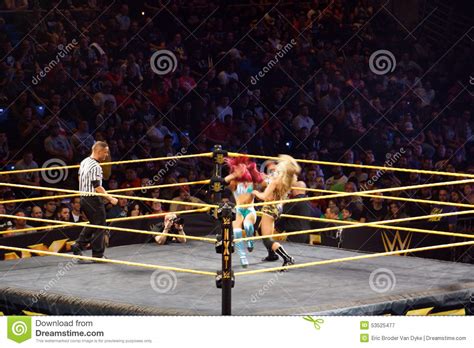 Nxt Female Wrestlers Charlotte Flair And Sasha Banks Collide In