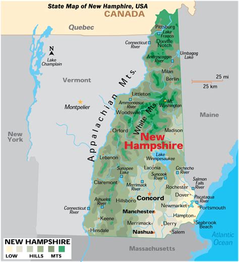 New Hampshire County Map County Map With Cities