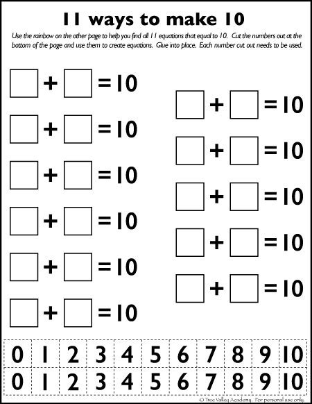 Number Bonds To 10 Worksheets Tree Valley Academy