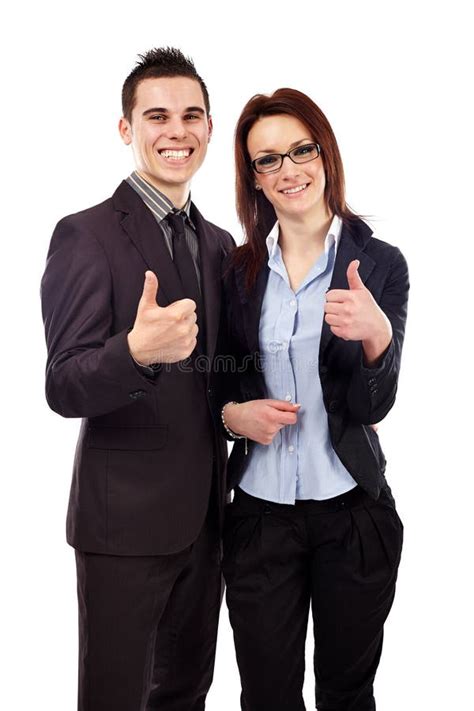 Successful Businessman And Woman Isolated On White Background Stock