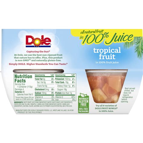 Dole Tropical Fruit Cup Nutrition Facts Besto Blog