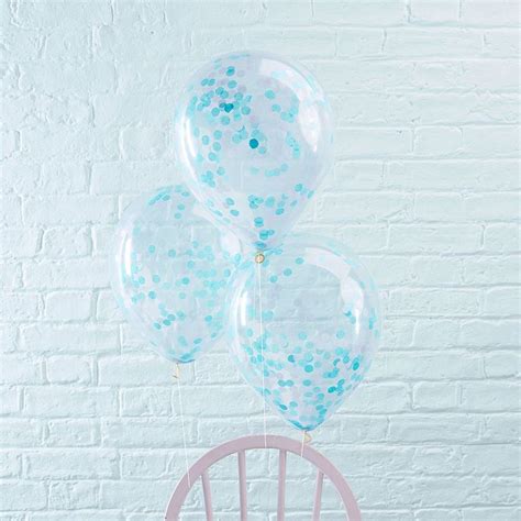 Ginger Ray Caribbean Blue Confetti Balloons 5ct 12in Confetti