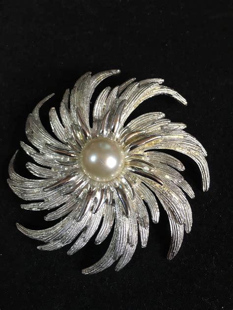 Sarah Cov Brooch Vintage Stunning Statement Piece Faux Pearl Etsy Uk