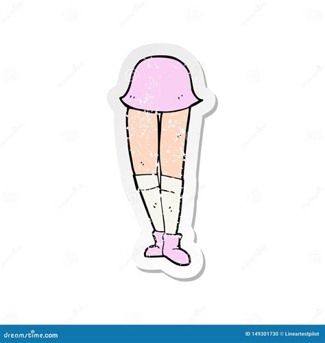 Retro Distressed Sticker Of A Cartoon Female Legs Stock Vector Illustration Of Cheerful Sign