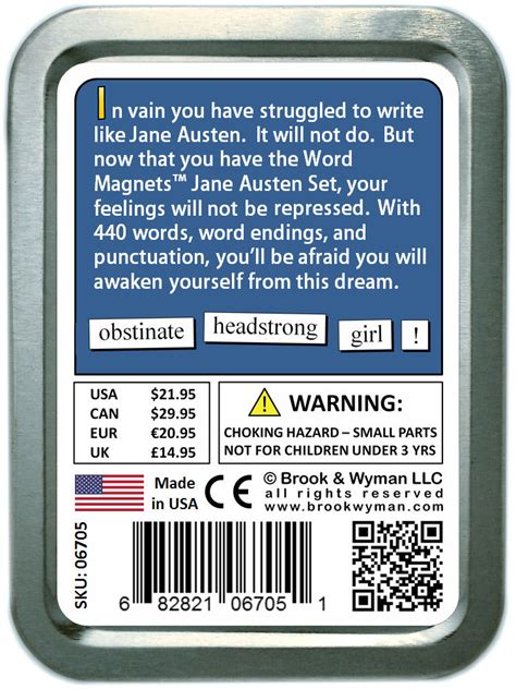 Word Magnets Jane Austen Set Word Magnets Jigsaw Puzzles And Kids
