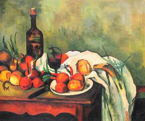 Still Life With Onions And Bottle Paul Cezannefamous Oil Paintinglandscape Arthand Painted