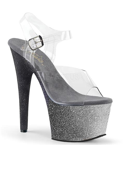 Sexy Silver Black Ombre Glitter Platform High Heels Women Of Edm