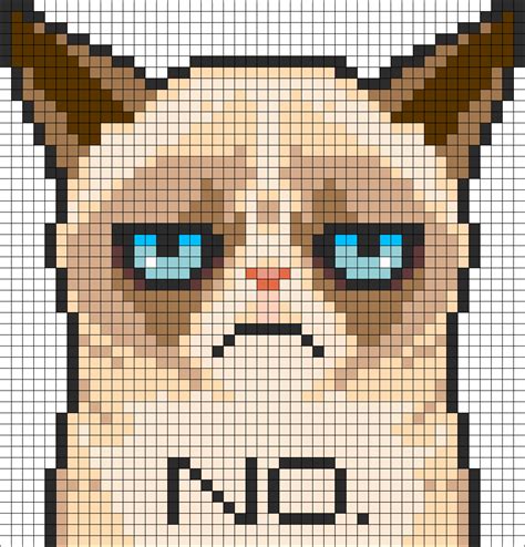 Grumpy Cat Perler Bead Pattern Bead Sprite Minecraft Pixel Art Grid