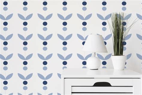 Blue And White Scandinavian Pattern Wallpaper Peel And Stick