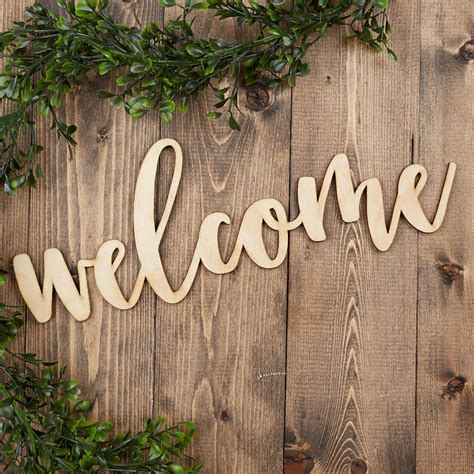 Wood Welcome Sign Script Welcome Wood Sign Wood Sign Art Living Room