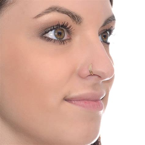 Gold Nose Ring 18g Cartilage Earring Helix Piercing Septum Etsy