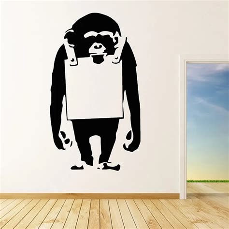 Modern Design Cute Chimp Wall Sticker Big Size Living Room Decorative