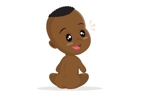 Premium Vector Naked African Baby Sitting Back
