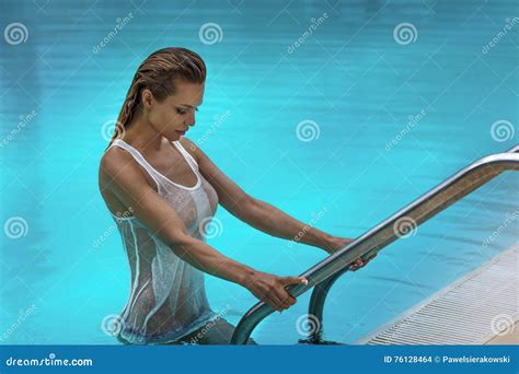 Sensual Blonde Woman In Swimming Pool Stock Photo Image Of Model