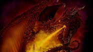 Fantasy Red Dragon Is Breathing Fire On Castle 4K HD Dreamy Wallpapers ...
