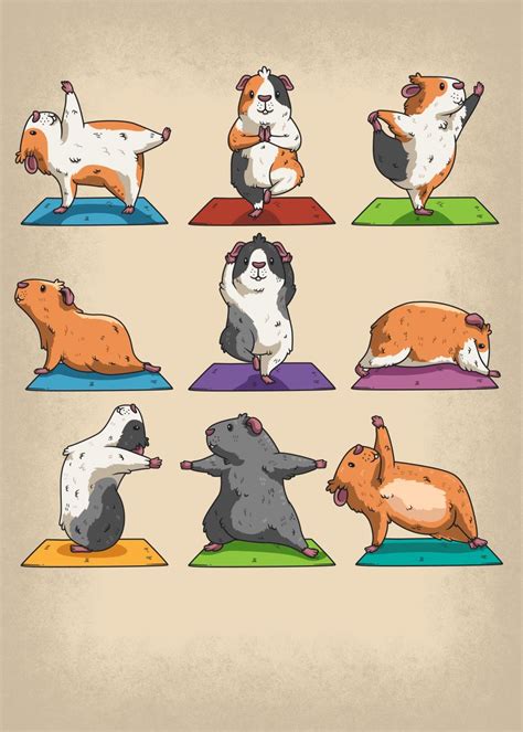 Anime Guinea Pig Yoga Poster By B Cubed Designs Displate