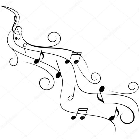 Music Notes On Swirl Stave — Stock Vector © Soleilc 5984964