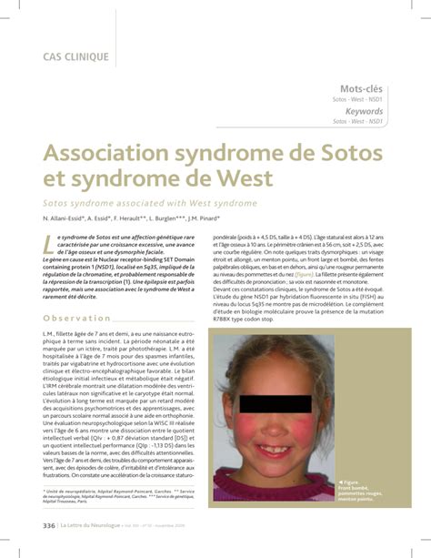 L Association Syndrome De Sotos Et Syndrome De West Cas Clinique