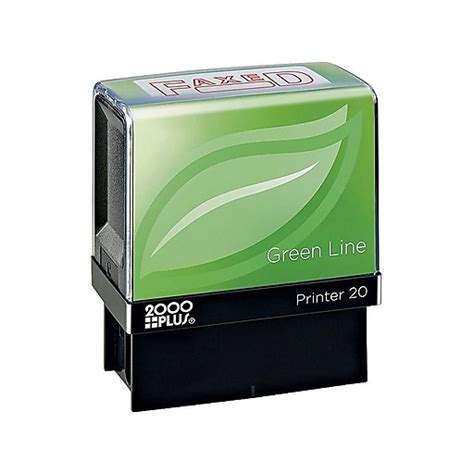 2000 Plus Green Line Pre Inked Stamp Faxed Red Ink 098369 Staples