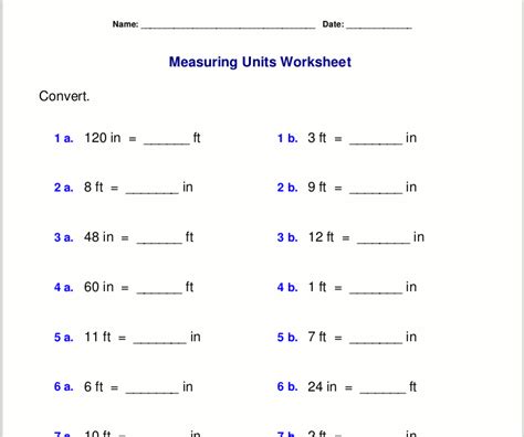 grade math worksheets  measurement inches