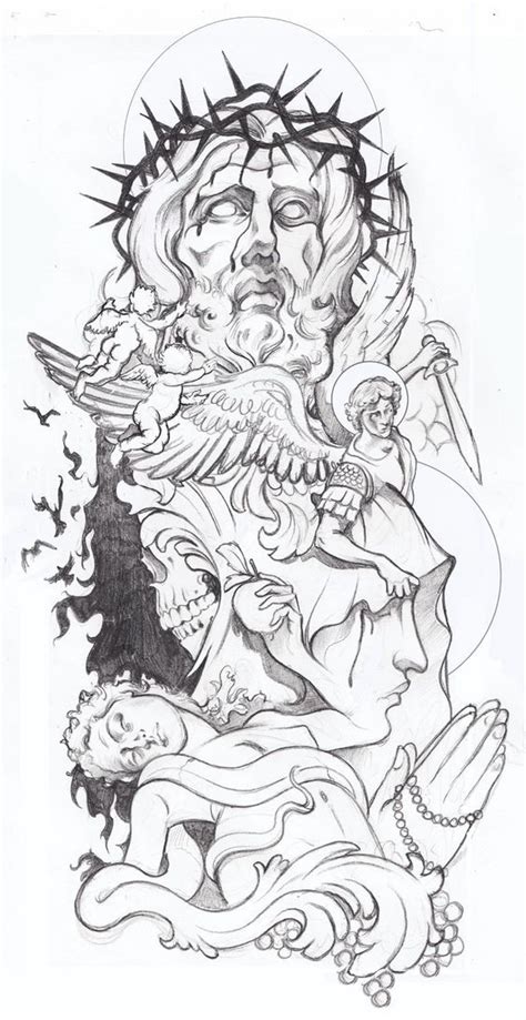 Religious Tattoo Sleeve Designs Drawings