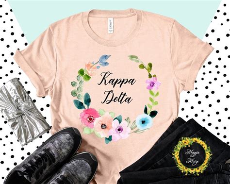 Kappa Delta Flower Wreath T Shirt Sorority Shirtkappa Delta Etsy