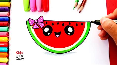 Como Dibujar Sandia Kawaii Easy Drawings Dibujos Faciles Dessins Sexiz Pix