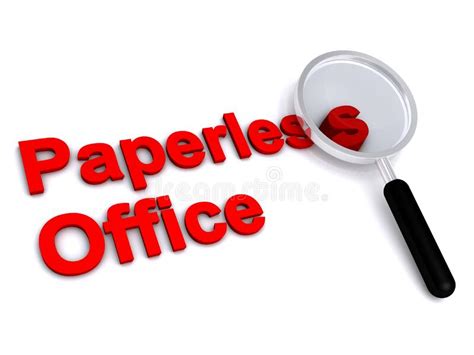 Paperless Office With Magnifying Glass On White Stock Illustration