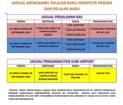 To connect with unisza kampus gong badak, join facebook today. JADUAL BAS MENGANBIL PELAJAR BARU SEMESTER PENDEK DAN ...