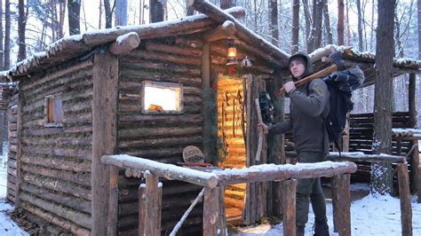 Surviving Winter In A Log Cabin Off Grid Building With Hand Tools