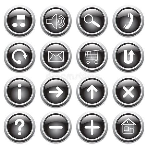 Vector Black Buttons With Symbols Stock Vector Illustration Of Data
