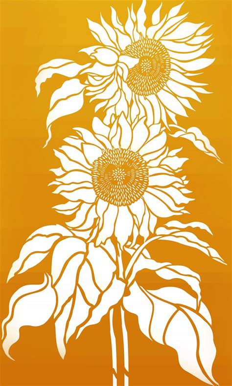 Wonderful Large Sunflower Stencil By Henny Donovan Stencil Printing