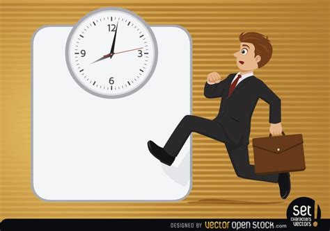 Executive Running With Clock Vector Download