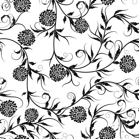 Seamless Monochrome Floral Background On Vector Illustration 633629