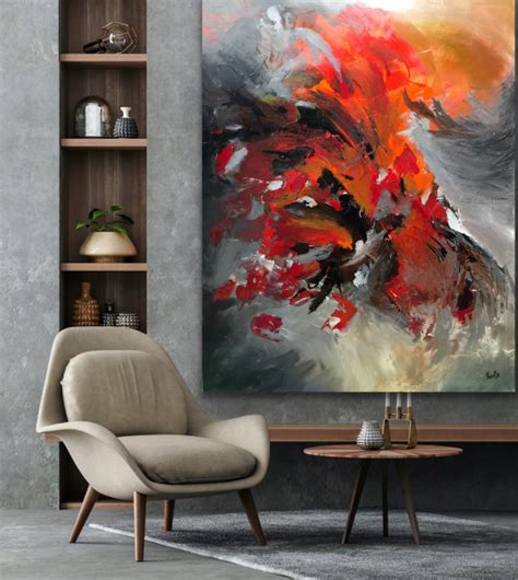 Red And Black Abstract Painting Original Acrylic Painting Mixed Media