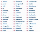 Lista de las 42 emociones numeradas para que compruebes si has acertado ...