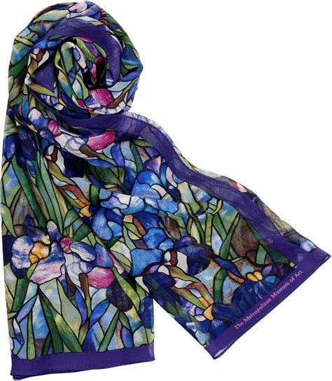 Silk Scarf Scarves For Women 64 X 18 Blue Louis C Tiffany Iris Design Silk Scarf Amazon Ca