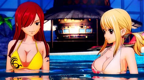 FAIRY TAIL All Girls Only Swimming Pool Scene Pool Volleyball YouTube