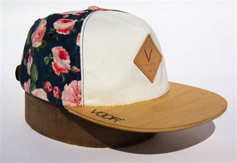 Floral Wood Brimmed Trucker Hat Flat Brim Hats Trucker Hat