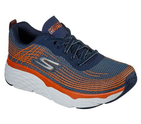 Skechers Navy Orange Shoes Men Max Cushion Elite Go Run Walk Sport