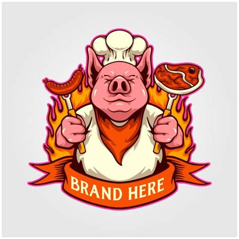 150 Cartoon Of A Bbq Pig Logo Stock Illustrations Royalty Free Vector