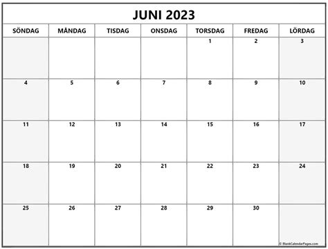 Juni 2023 Kalender Svenska Kalender Juni