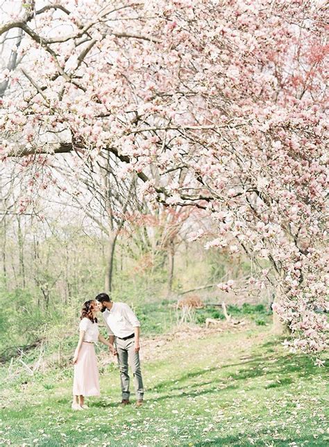 Sweet Outdoor Spring Engagement Session Once Wed Spring Engagement