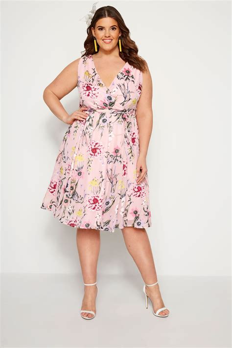 Yours London Pink Floral Wrap Dress Plus Sizes To Yours Clothing