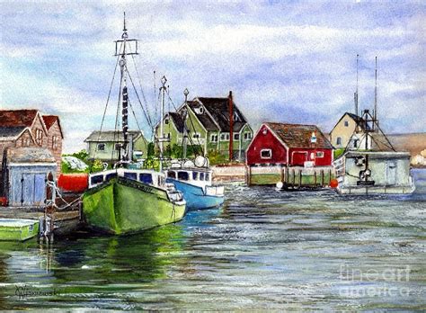 Top nova scotia art galleries: Peggys Cove Nova Scotia Watercolor Painting by Carol ...