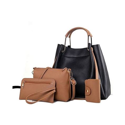 Generic 4 In 1 Pu Leather Handbag Black And Brown Best Price Online