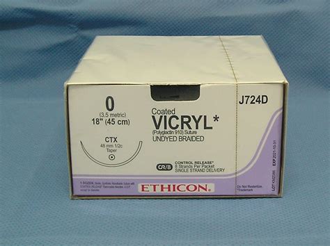 Ethicon J724d Vicryl Suture 0 8 X 18 Ctx Taper Needle Da Medical